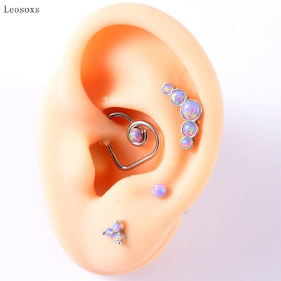 Leosoxs 4 buc. Set multifuncțional de vânzare la cald Opal violet în formă de T Inel pentru nas Ureche Știfturi Cercei pentru buze Bijuterii piercing