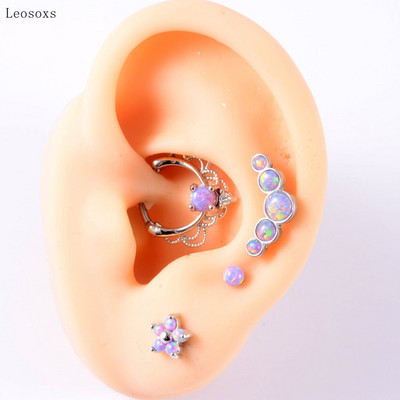 Leosoxs 4 buc. Set multifuncțional de vânzare la cald Opal violet în formă de T Inel pentru nas Ureche Știfturi Cercei pentru buze Bijuterii piercing