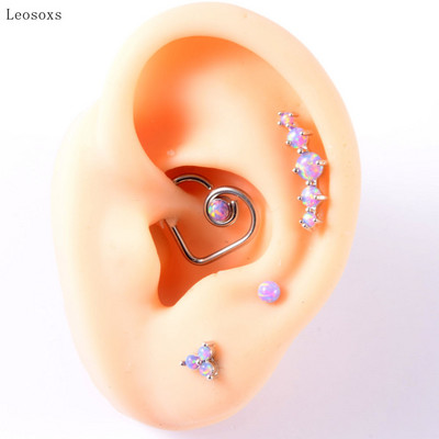 Leosoxs 4 buc. Set multifuncțional de vânzare la cald Opal violet în formă de T Inel pentru nas Ureche Știfturi Cercei pentru buze Bijuterii piercing