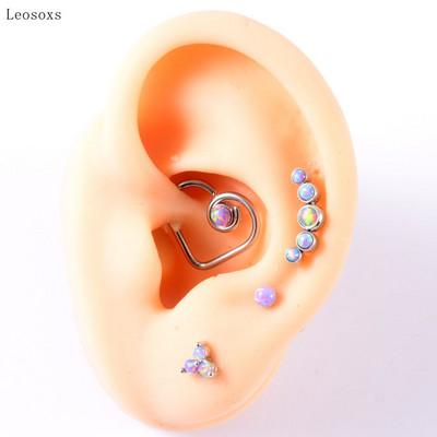 Leosoxs 4 buc. Set multifuncțional de vânzare la cald Opal violet în formă de T Inel pentru nas Ureche Știfturi Cercei pentru buze Bijuterii piercing