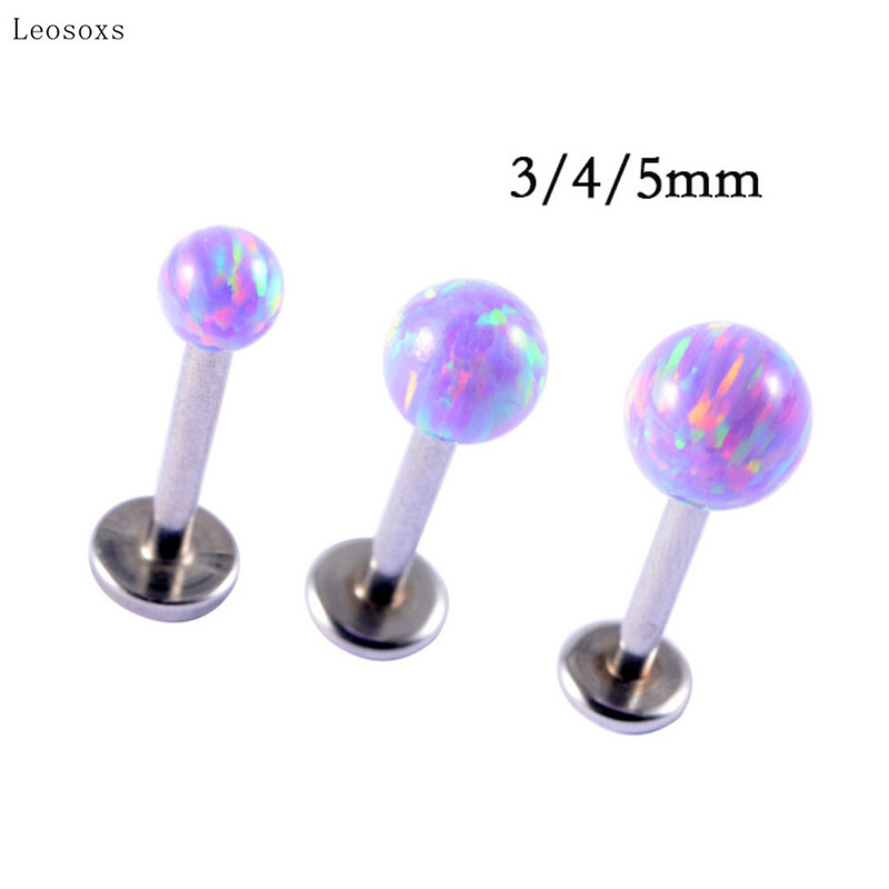 Leosoxs 4 buc. Set multifuncțional de vânzare la cald Opal violet în formă de T Inel pentru nas Ureche Știfturi Cercei pentru buze Bijuterii piercing
