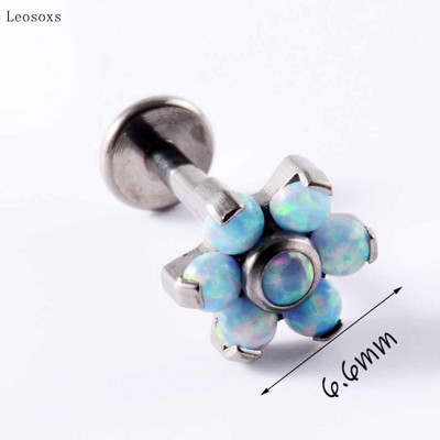 Leosoxs 2 buc. cercei tip piercing, cu flori de opal dulce, drepte, cu filet