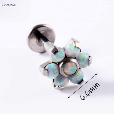 Leosoxs 2 buc. cercei tip piercing, cu flori de opal dulce, drepte, cu filet
