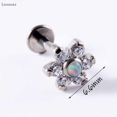 Leosoxs 2 buc. cercei tip piercing, cu flori de opal dulce, drepte, cu filet