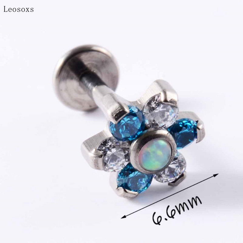 Leosoxs 2 buc. cercei tip piercing, cu flori de opal dulce, drepte, cu filet