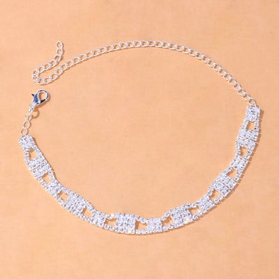 Stonefans Brățări de gleznă cu strasuri simple și goale la mână Accesorii pentru picior Boho Lanț de tenis de cristal Bijuterii pentru gleznă