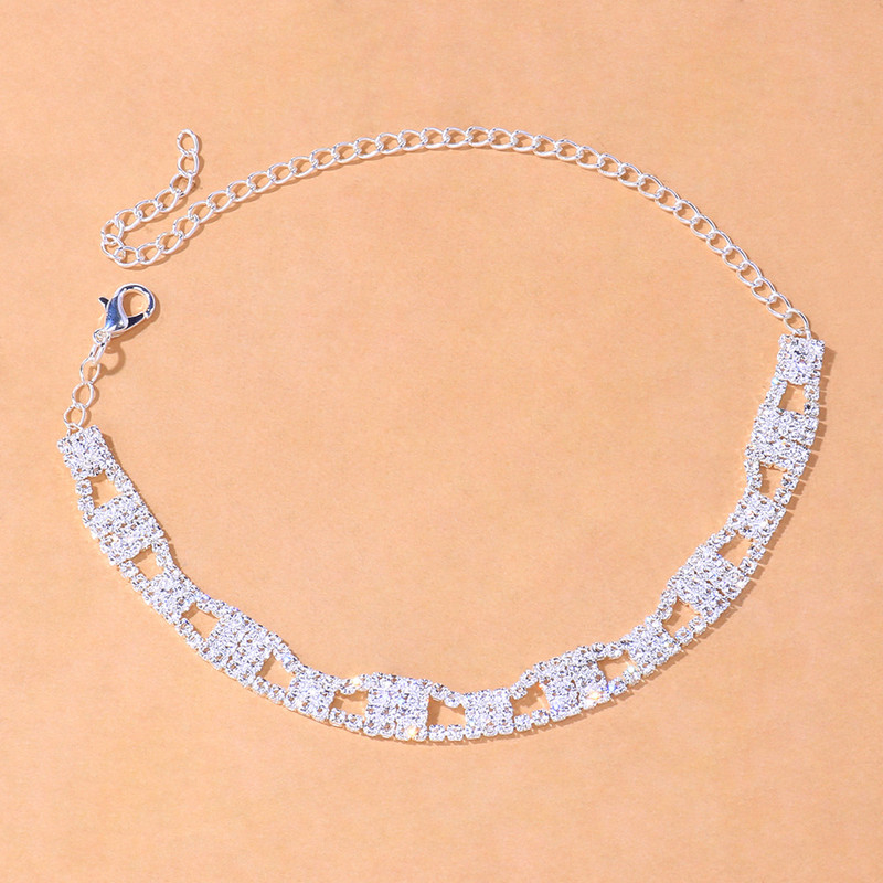 Stonefans Brățări de gleznă cu strasuri simple și goale la mână Accesorii pentru picior Boho Lanț de tenis de cristal Bijuterii pentru gleznă