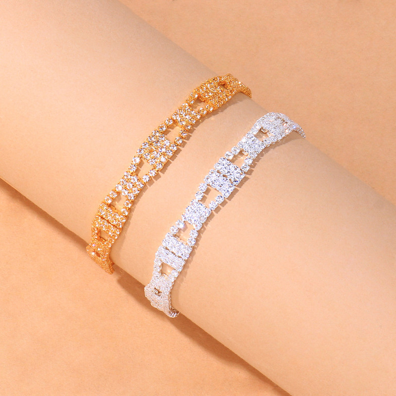 Stonefans Brățări de gleznă cu strasuri simple și goale la mână Accesorii pentru picior Boho Lanț de tenis de cristal Bijuterii pentru gleznă