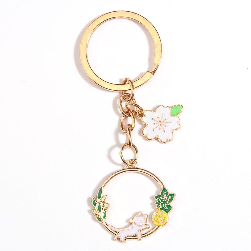 Breloc drăguț emailat pisică, floare de lămâie, breloc chei cu animale, pentru femei, fete, accesoriu pentru geantă, bijuterii, cadouri de prietenie
