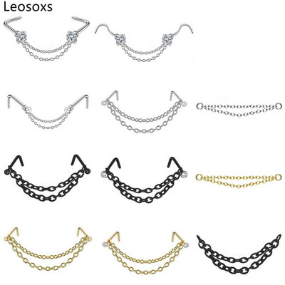 Leosoxs rozsdamentes acél dupla orr piercing lánc orrlánc női orrlyuk piercing orrcsap díszítő piercing lánc új