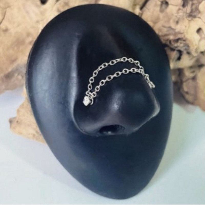 Lanț de piercing dublu pentru nas Leosoxs din oțel inoxidabil Lanț de piercing pentru nas pentru femeie, piercing pentru nară, pentru decorare, lanț de piercing nou