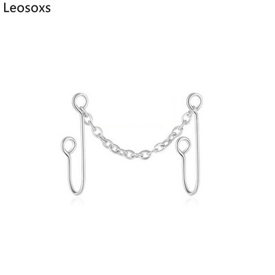 Leosoxs 1 buc. Lanț pentru nas pentru manșetă dublă piercing nas fals auriu nară neagră Nici unul perforat manșetă nas fals inel nas bijuterii noi