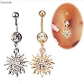 Leosoxs 1 db Köldökékszer Hipoallergén Köldök Köldök Gyűrű Orvosi Acél Arany Nap Virág Láng