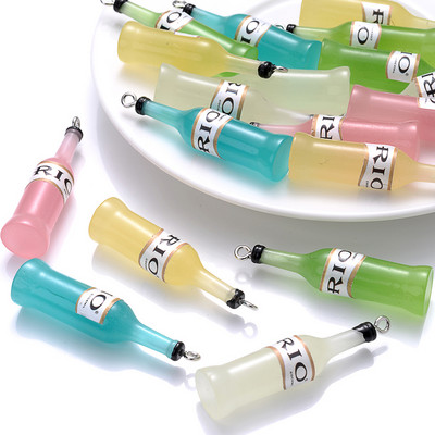 10 vnt Charms Vaisiai Apelsinų Arbūzas Citrinų Sultys Pakabukas Mini Stiklinis Dervos Butelis Pakabukai Auskarams Karolių papuošalų gamyba