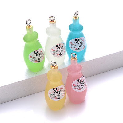 10 vnt Charms Vaisiai Apelsinų Arbūzas Citrinų Sultys Pakabukas Mini Stiklinis Dervos Butelis Pakabukai Auskarams Karolių papuošalų gamyba