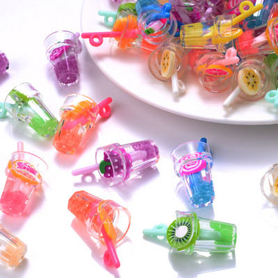 10 vnt Charms Vaisiai Apelsinų Arbūzas Citrinų Sultys Pakabukas Mini Stiklinis Dervos Butelis Pakabukai Auskarams Karolių papuošalų gamyba