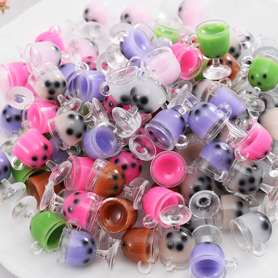 10 vnt Charms Vaisiai Apelsinų Arbūzas Citrinų Sultys Pakabukas Mini Stiklinis Dervos Butelis Pakabukai Auskarams Karolių papuošalų gamyba