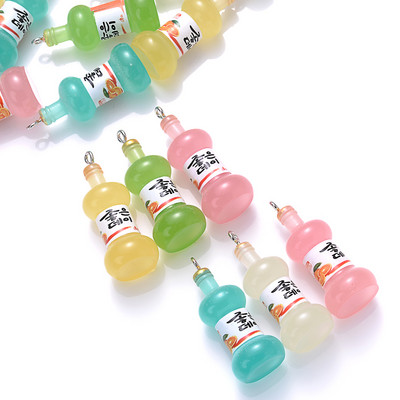 10 vnt Charms Vaisiai Apelsinų Arbūzas Citrinų Sultys Pakabukas Mini Stiklinis Dervos Butelis Pakabukai Auskarams Karolių papuošalų gamyba