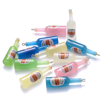 10 vnt Charms Vaisiai Apelsinų Arbūzas Citrinų Sultys Pakabukas Mini Stiklinis Dervos Butelis Pakabukai Auskarams Karolių papuošalų gamyba