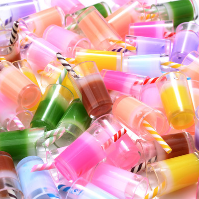 10 vnt Charms Vaisiai Apelsinų Arbūzas Citrinų Sultys Pakabukas Mini Stiklinis Dervos Butelis Pakabukai Auskarams Karolių papuošalų gamyba