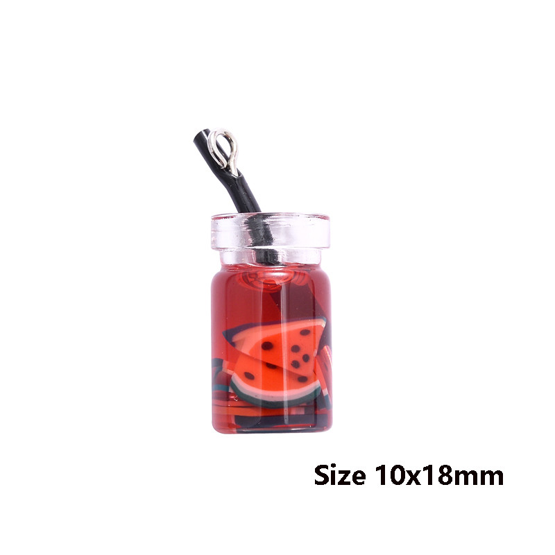 10 vnt Charms Vaisiai Apelsinų Arbūzas Citrinų Sultys Pakabukas Mini Stiklinis Dervos Butelis Pakabukai Auskarams Karolių papuošalų gamyba