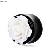 Leosoxs 2 piese de vânzare fierbinte noi alb nouă trandafiri negru cilindric urechi extensie urechi răspânditor dopuri urechi și tuneluri