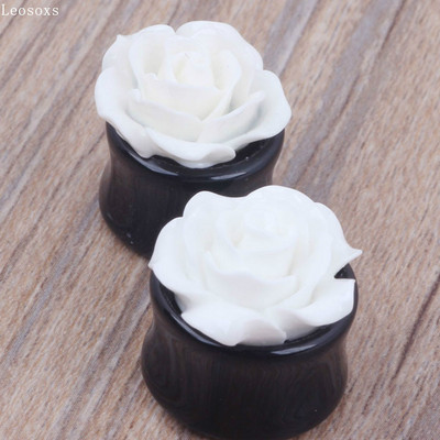 Leosoxs 2 piese de vânzare fierbinte noi alb nouă trandafiri negru cilindric urechi extensie urechi răspânditor dopuri urechi și tuneluri