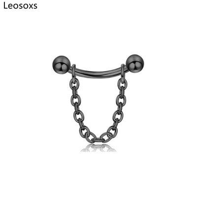 Leosoxs Tijă îndoită filetată pentru sprâncene, lanț pentru unghii, ureche, os, unghie, buză, lanț pentru unghii, zircon, ureche, os, lanț pentru unghii, piercing, bijuterii noi