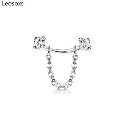 Leosoxs Tijă îndoită filetată pentru sprâncene, lanț pentru unghii, ureche, os, unghie, buză, lanț pentru unghii, zircon, ureche, os, lanț pentru unghii, piercing, bijuterii noi