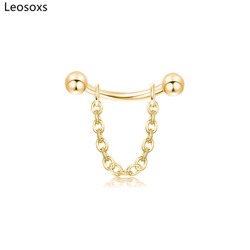 Leosoxs Tijă îndoită filetată pentru sprâncene, lanț pentru unghii, ureche, os, unghie, buză, lanț pentru unghii, zircon, ureche, os, lanț pentru unghii, piercing, bijuterii noi