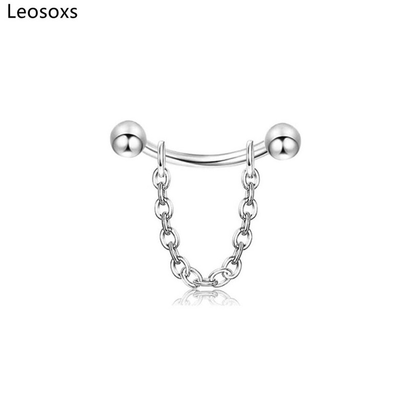 Leosoxs Tijă îndoită filetată pentru sprâncene, lanț pentru unghii, ureche, os, unghie, buză, lanț pentru unghii, zircon, ureche, os, lanț pentru unghii, piercing, bijuterii noi