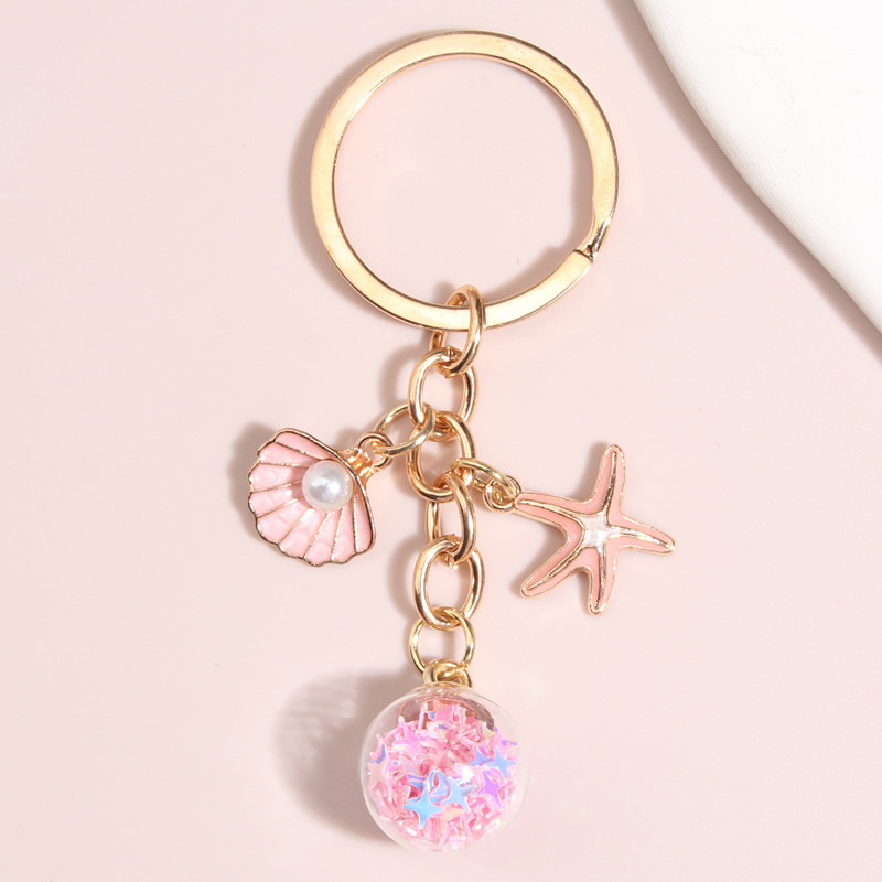 Breloc drăguț emailat, scoici, stea de mare, breloc pentagramă, margele de sticlă, lanțuri cheie, cadouri de mare, pentru femei, bărbați, bijuterii lucrate manual
