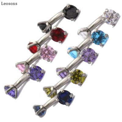 Leosoxs 1 buc Inel pentru piercing pe corp uman pentru buric, unghii rotunde pentru sprâncene de 3 mm, inel curbat pentru sprâncene cu două capete din oțel inoxidabil