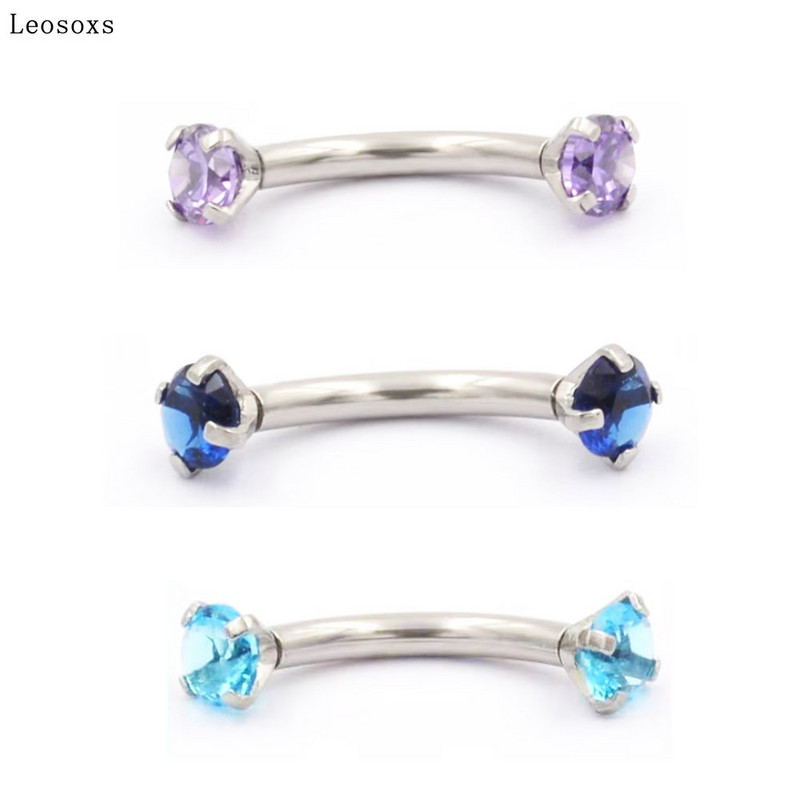 Leosoxs 1 buc Inel pentru piercing pe corp uman pentru buric, unghii rotunde pentru sprâncene de 3 mm, inel curbat pentru sprâncene cu două capete din oțel inoxidabil