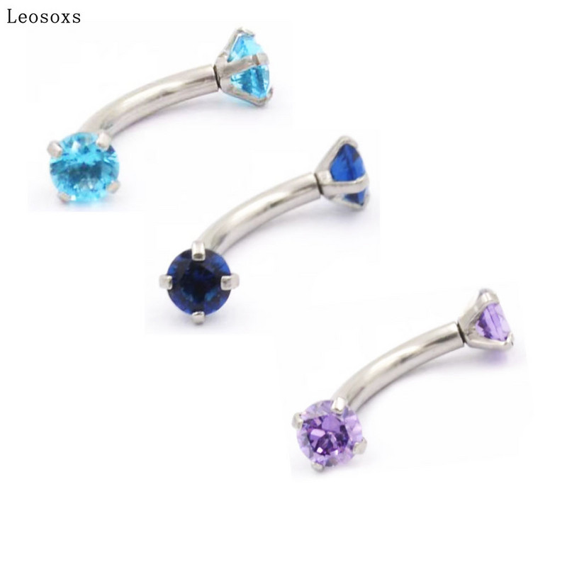 Leosoxs 1 buc Inel pentru piercing pe corp uman pentru buric, unghii rotunde pentru sprâncene de 3 mm, inel curbat pentru sprâncene cu două capete din oțel inoxidabil