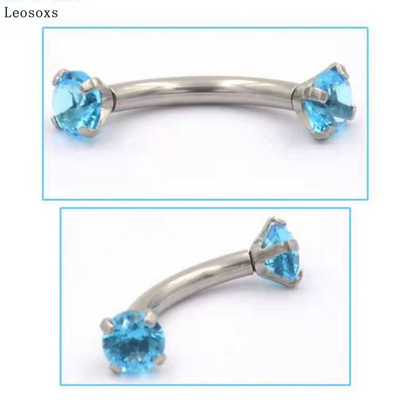 Leosoxs 1 buc Inel pentru piercing pe corp uman pentru buric, unghii rotunde pentru sprâncene de 3 mm, inel curbat pentru sprâncene cu două capete din oțel inoxidabil
