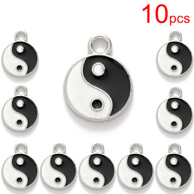 20 de bucăți 2 în 1 din aliaj smalț Brelocuri Taichi Yin Yang pandantiv Charms Colier brățară Accesorii DIY Bijuterii Găsire margele distanțatoare