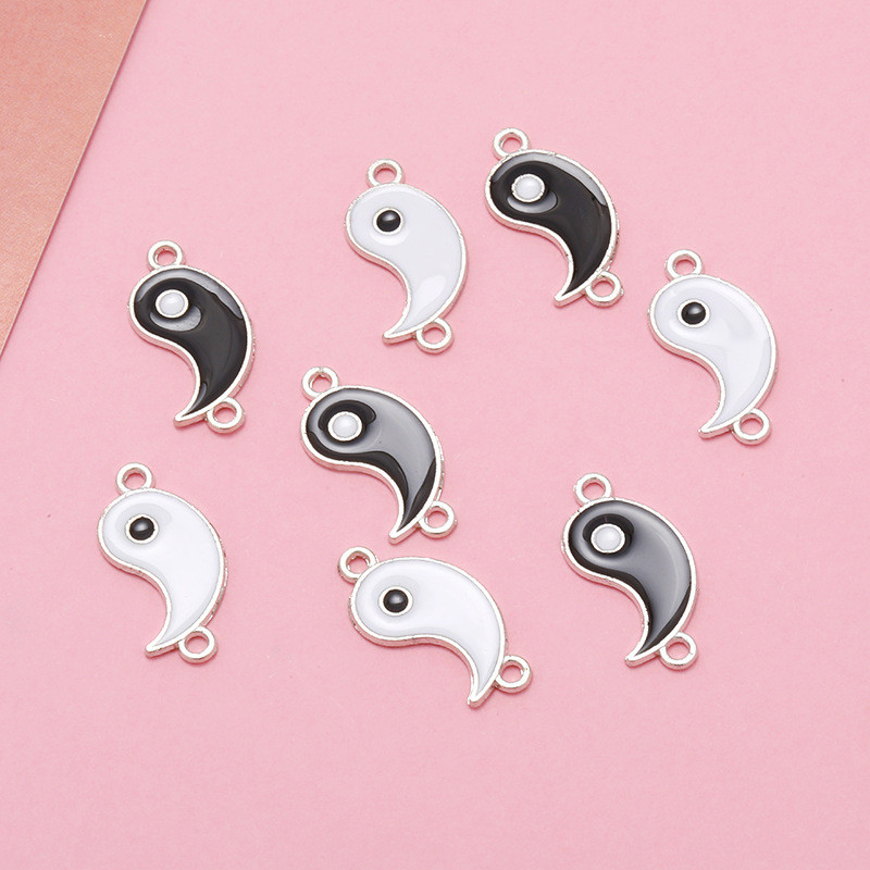 20 de bucăți 2 în 1 din aliaj smalț Brelocuri Taichi Yin Yang pandantiv Charms Colier brățară Accesorii DIY Bijuterii Găsire margele distanțatoare