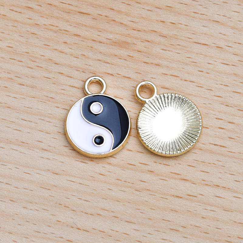 20 de bucăți 2 în 1 din aliaj smalț Brelocuri Taichi Yin Yang pandantiv Charms Colier brățară Accesorii DIY Bijuterii Găsire margele distanțatoare