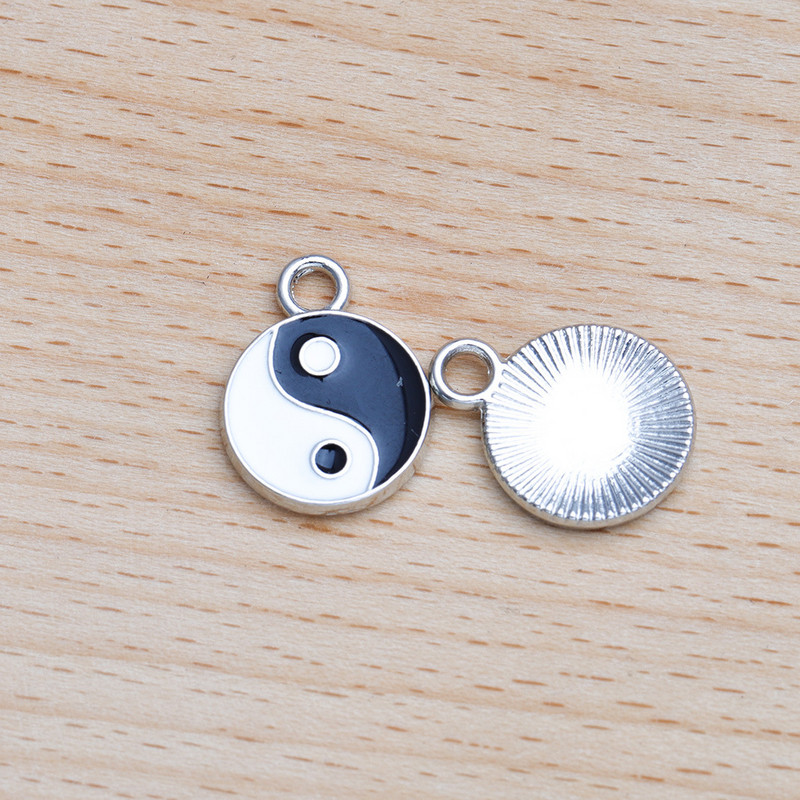 20 de bucăți 2 în 1 din aliaj smalț Brelocuri Taichi Yin Yang pandantiv Charms Colier brățară Accesorii DIY Bijuterii Găsire margele distanțatoare