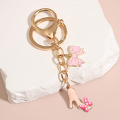 Breloc drăguț emailat, cu bowknot, cu tocuri înalte, breloc pantofi, lanțuri chei pentru femei, fete, accesoriu pentru geantă, chei de mașină, bijuterii, cadouri