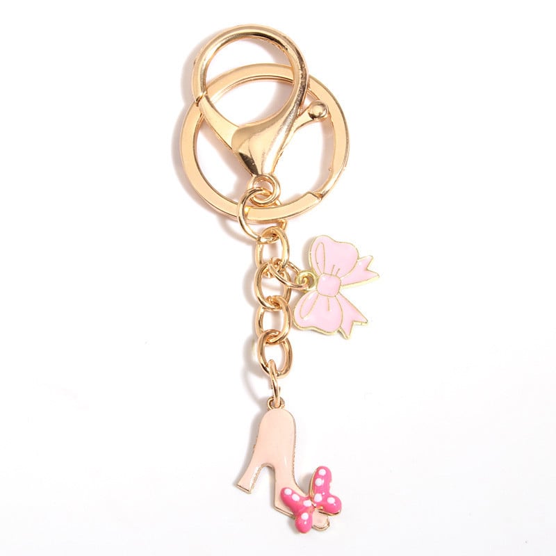 Breloc drăguț emailat, cu bowknot, cu tocuri înalte, breloc pantofi, lanțuri chei pentru femei, fete, accesoriu pentru geantă, chei de mașină, bijuterii, cadouri