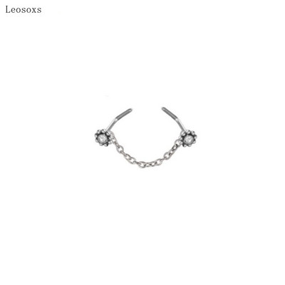 Leosoxs New 1 set de bucăți dublu inel pentru nas bilă unghie lanț pentru nas din oțel inoxidabil piercing bijuterii 20G nas stud