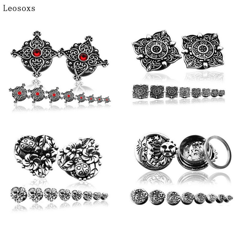 Leosoxs 1buc Bijuterii 5-20mm Ofertă fierbinte Nou Retro Auricul Oțel inoxidabil Scripete Expansiune urechi dopuri pentru urechi Bijuterii Piercing pentru corp