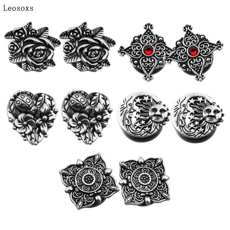 Leosoxs 1buc Bijuterii 5-20mm Ofertă fierbinte Nou Retro Auricul Oțel inoxidabil Scripete Expansiune urechi dopuri pentru urechi Bijuterii Piercing pentru corp