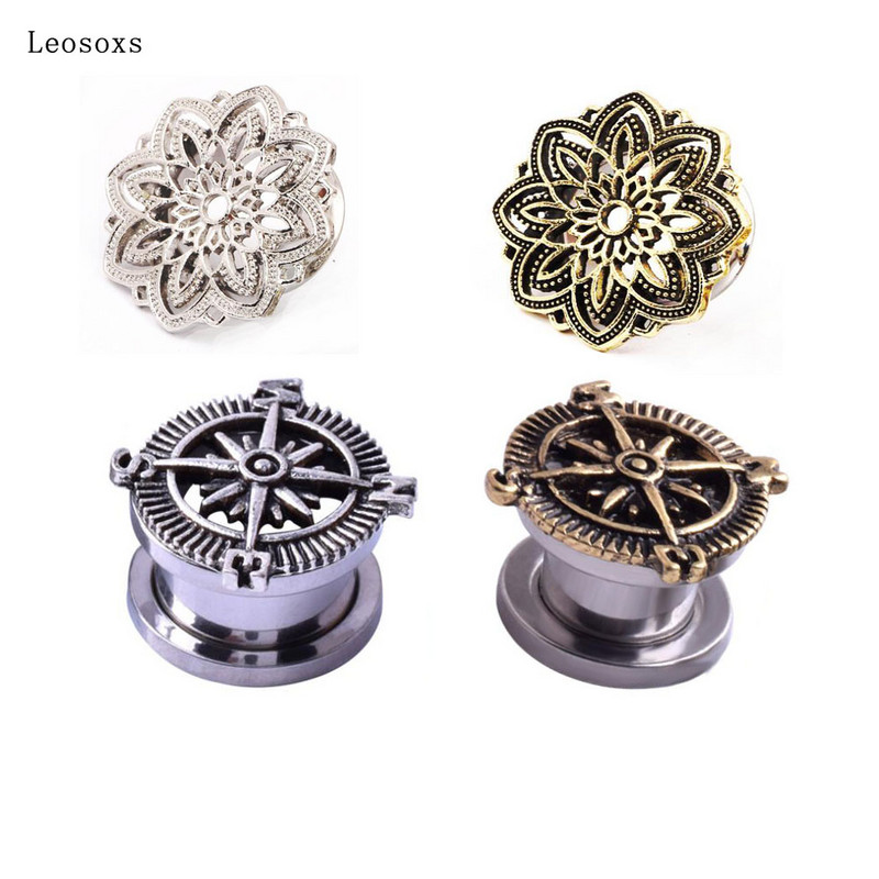 Leosoxs 1buc Bijuterii 5-20mm Ofertă fierbinte Nou Retro Auricul Oțel inoxidabil Scripete Expansiune urechi dopuri pentru urechi Bijuterii Piercing pentru corp