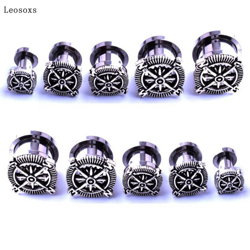 Leosoxs 1buc Bijuterii 5-20mm Ofertă fierbinte Nou Retro Auricul Oțel inoxidabil Scripete Expansiune urechi dopuri pentru urechi Bijuterii Piercing pentru corp