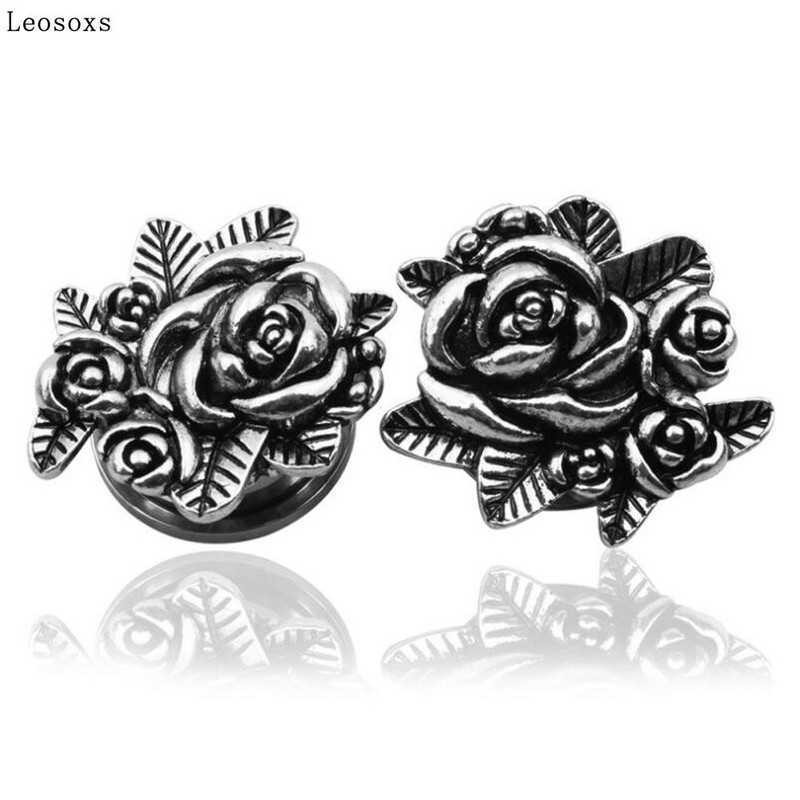 Leosoxs 1buc Bijuterii 5-20mm Ofertă fierbinte Nou Retro Auricul Oțel inoxidabil Scripete Expansiune urechi dopuri pentru urechi Bijuterii Piercing pentru corp