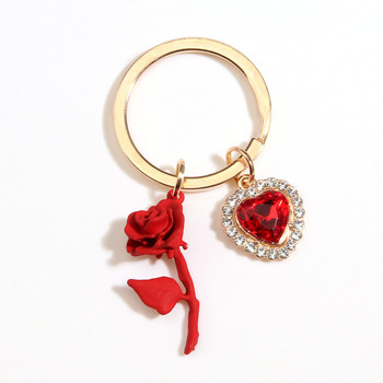 Λεπτό Μπρελόκ Τριαντάφυλλο Λουλούδι Καρδιά Ακρυλικές Χάντρες Μπρελόκ Σμάλτο Μπρελόκ για Γυναικείες Κορίτσια Τσάντα Αξεσουάρ DIY Κοσμήματα Δώρο