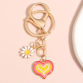 Breloc drăguț emailat, inimă, flori, breloc, breloc cu dragoste, pentru femei, fete, geantă, pandantiv, accesoriu, bijuterii, cadouri de prietenie